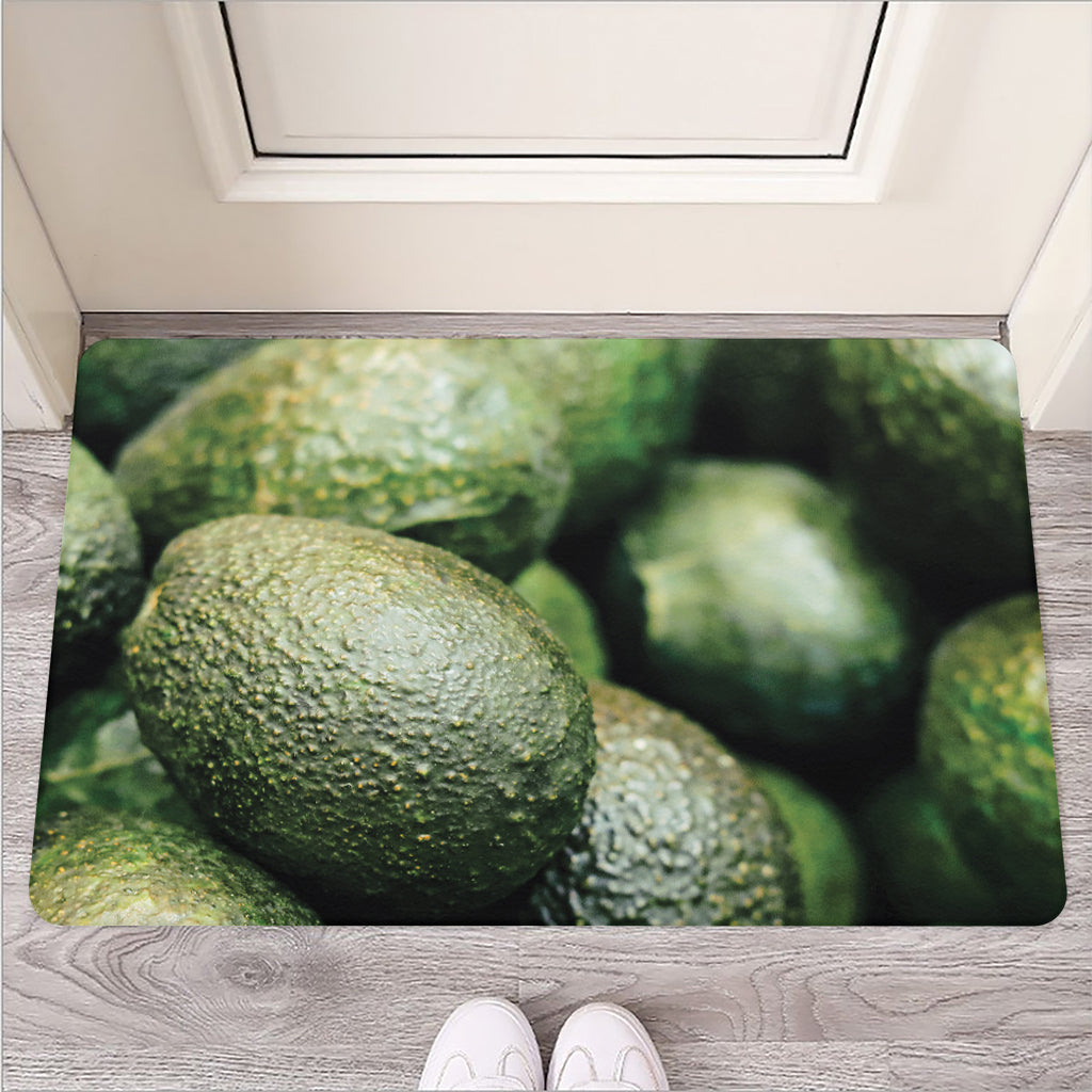 Green Avocado Print Rubber Doormat