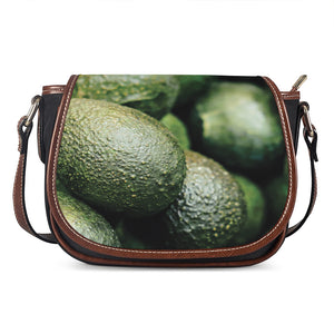 Green Avocado Print Saddle Bag