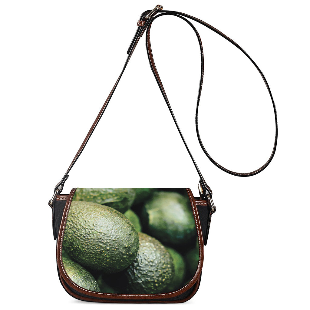 Green Avocado Print Saddle Bag