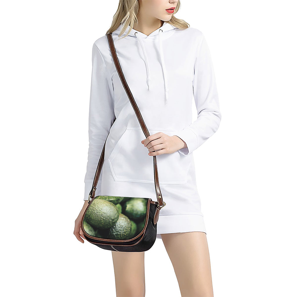 Green Avocado Print Saddle Bag