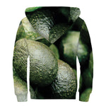 Green Avocado Print Sherpa Lined Zip Up Hoodie