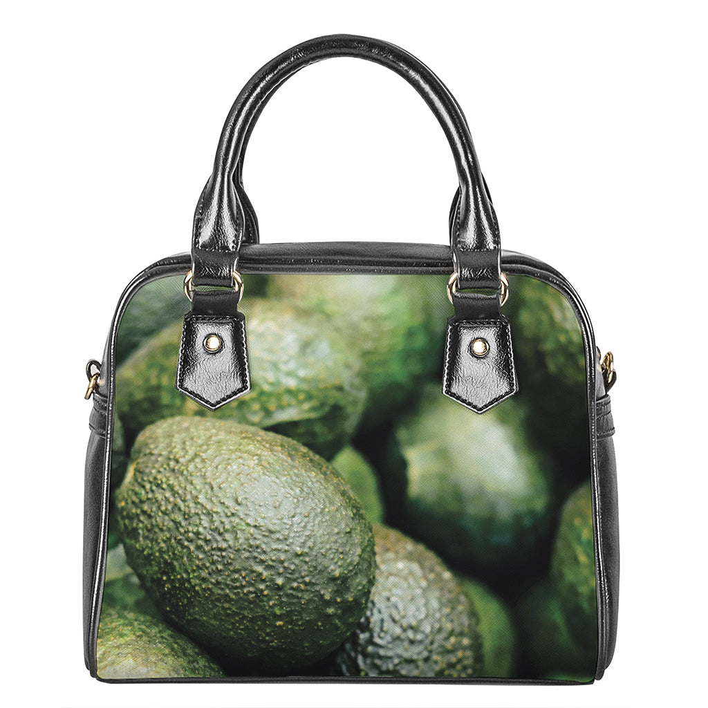 Green Avocado Print Shoulder Handbag