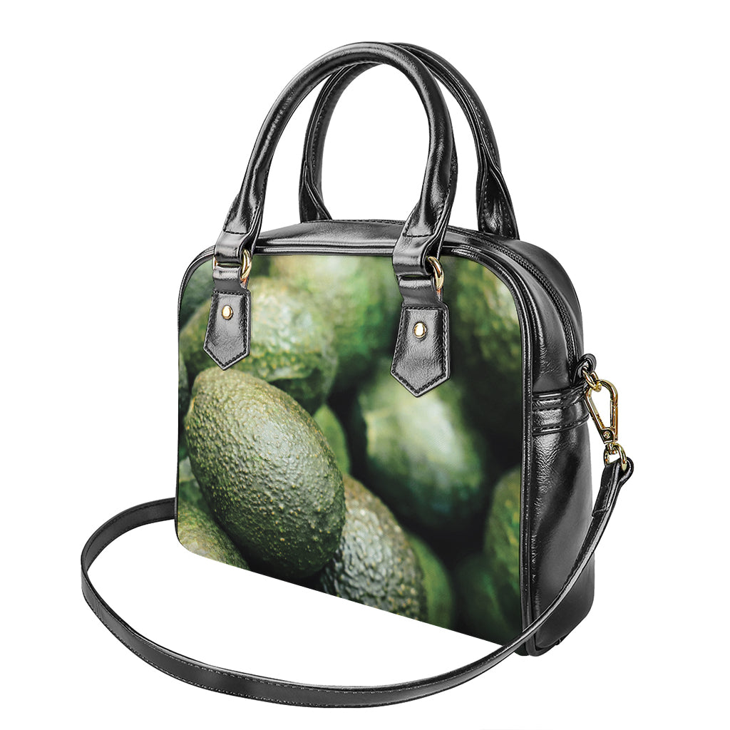 Green Avocado Print Shoulder Handbag