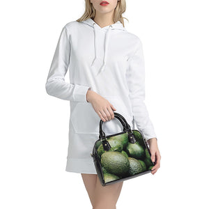 Green Avocado Print Shoulder Handbag