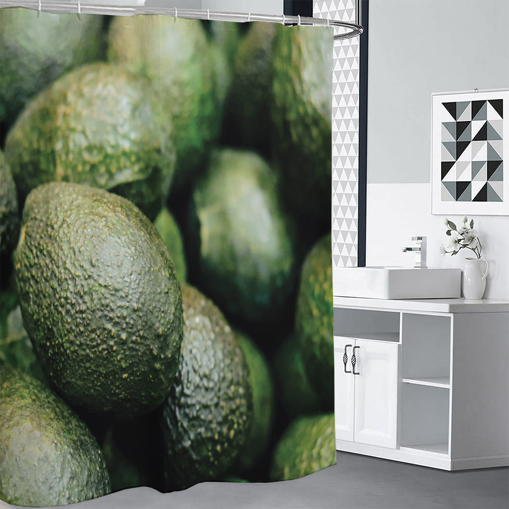 Green Avocado Print Shower Curtain