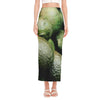 Green Avocado Print Side Slit Maxi Skirt