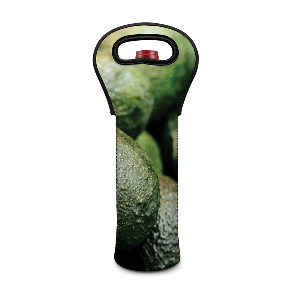 Green Avocado Print Single Neoprene Wine Tote