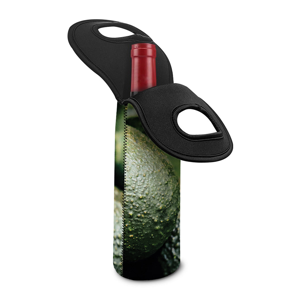 Green Avocado Print Single Neoprene Wine Tote