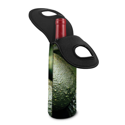 Green Avocado Print Single Neoprene Wine Tote