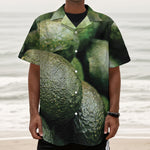 Green Avocado Print Textured Short Sleeve Shirt