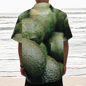 Green Avocado Print Textured Short Sleeve Shirt