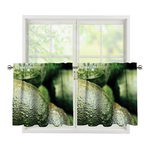 Green Avocado Print Tier Curtains