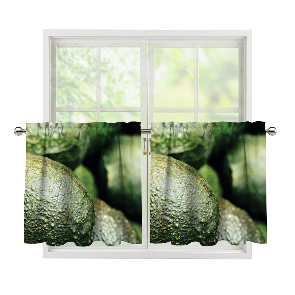 Green Avocado Print Tier Curtains