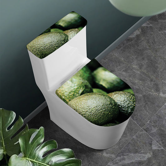 Green Avocado Print Toilet Lid And Tank Cover Set