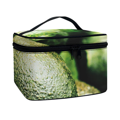 Green Avocado Print Travel Makeup Bag