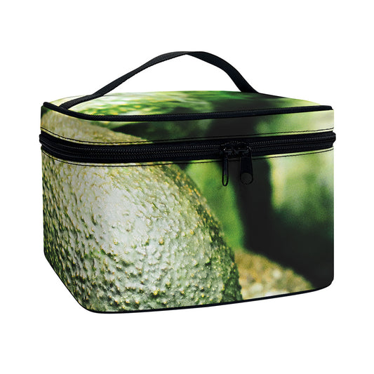 Green Avocado Print Travel Makeup Bag