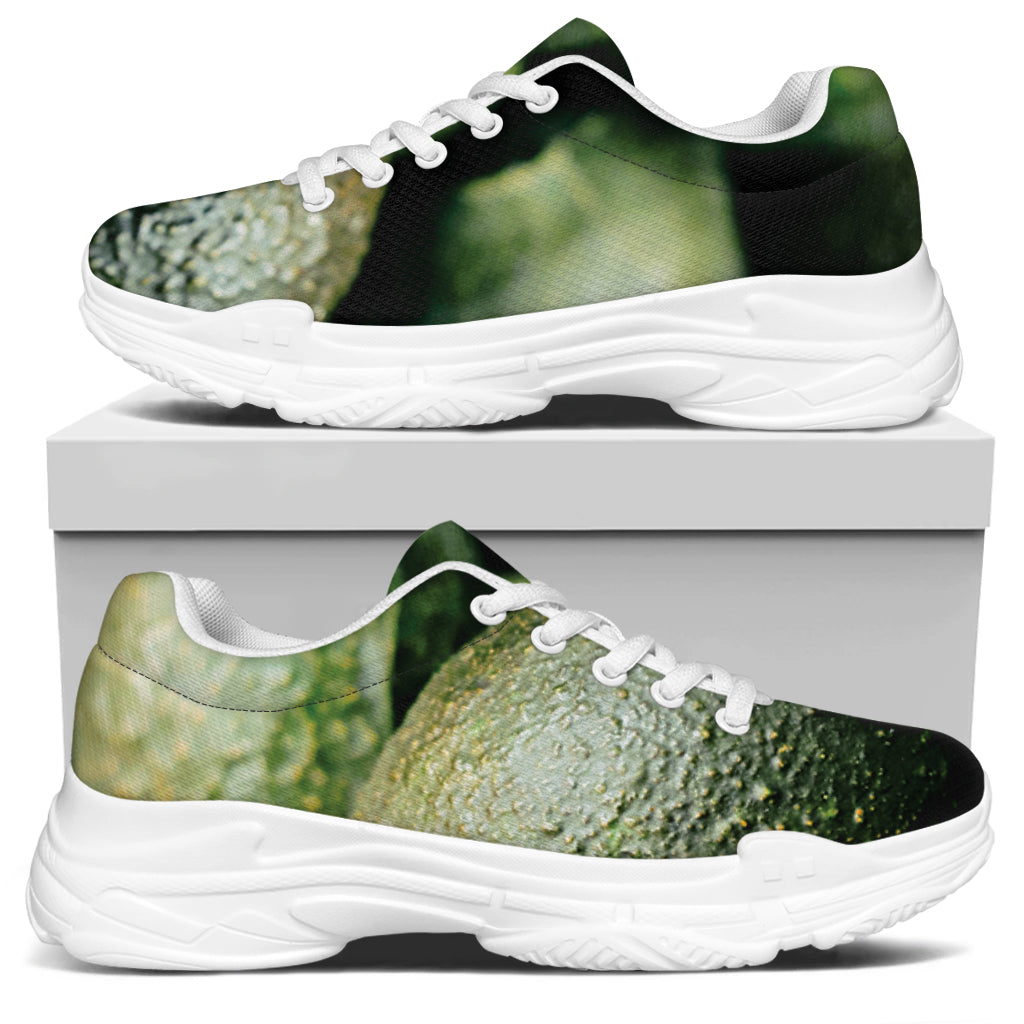 Green Avocado Print White Chunky Shoes