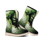 Green Avocado Print Winter Boots