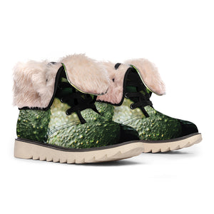 Green Avocado Print Winter Boots