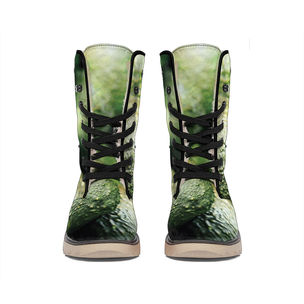 Green Avocado Print Winter Boots