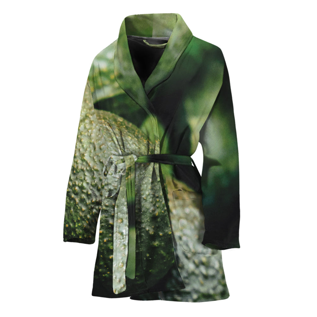 Green Avocado Print Women's Bathrobe