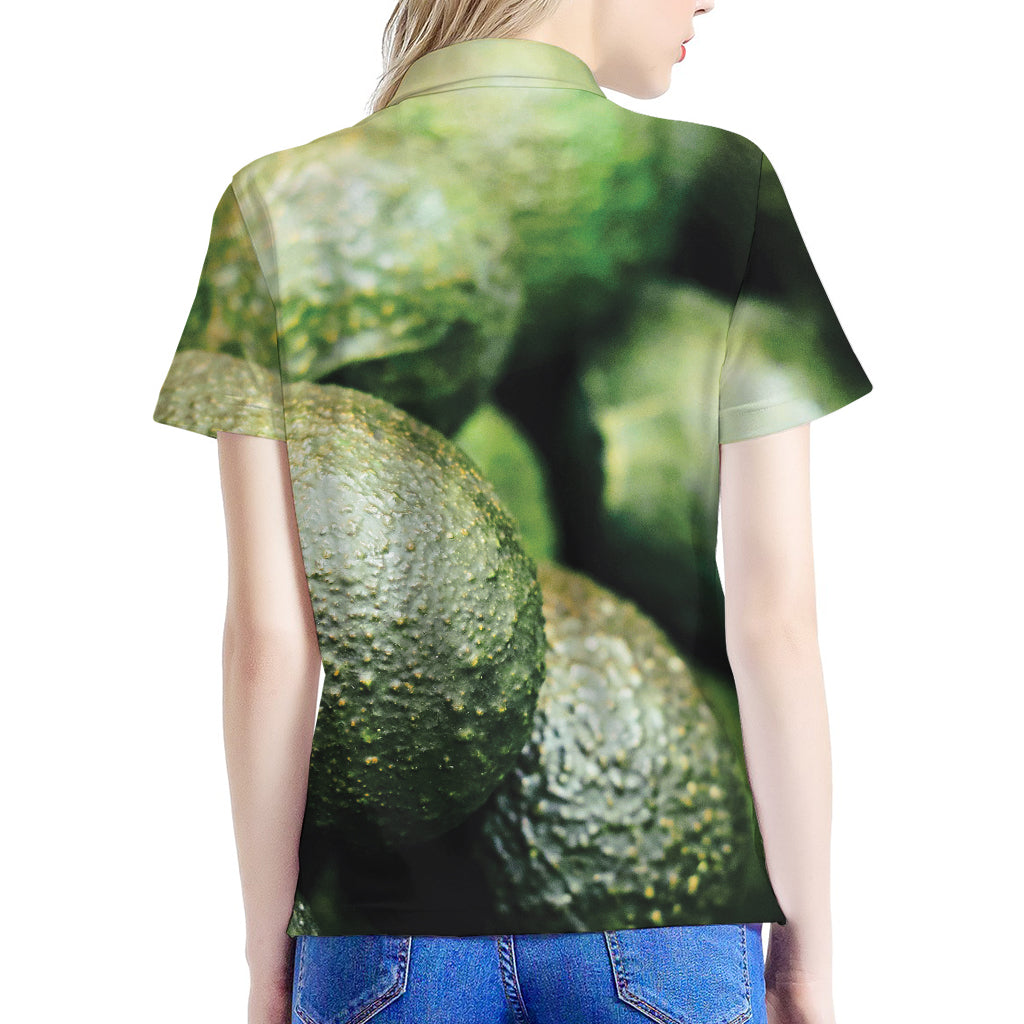 Green Avocado Print Women's Polo Shirt