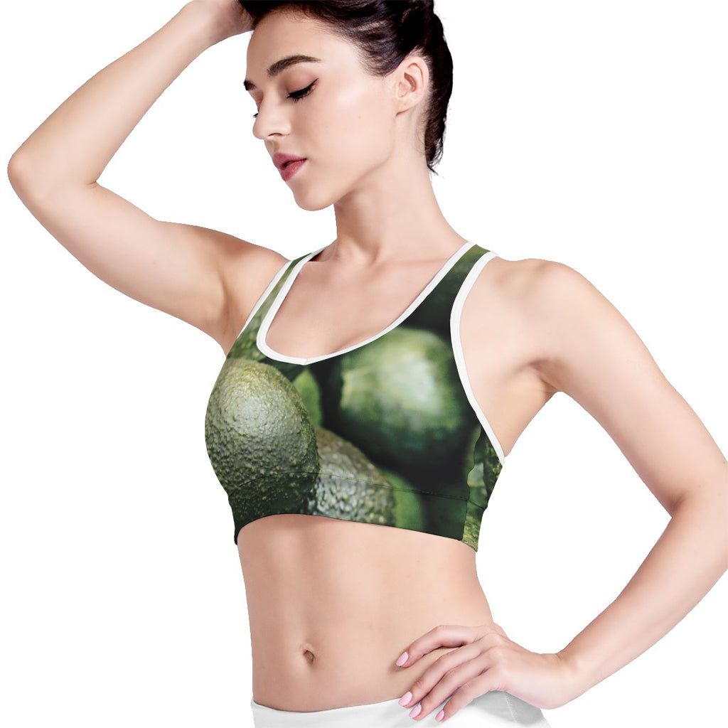 Green Avocado Print Women's Sports Bra