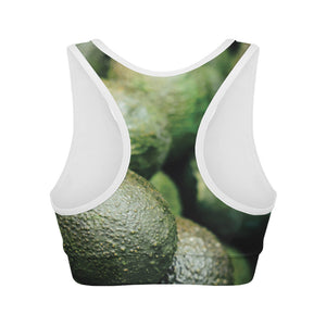 Green Avocado Print Women's Sports Bra