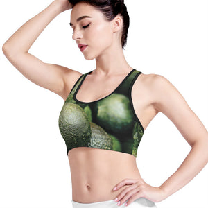 Green Avocado Print Women's Sports Bra