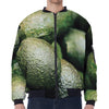 Green Avocado Print Zip Sleeve Bomber Jacket