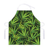 Green Bamboo Leaf Pattern Print Adjustable Apron