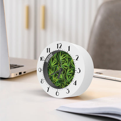 Green Bamboo Leaf Pattern Print Alarm Clock
