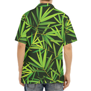 Green Bamboo Leaf Pattern Print Aloha Shirt