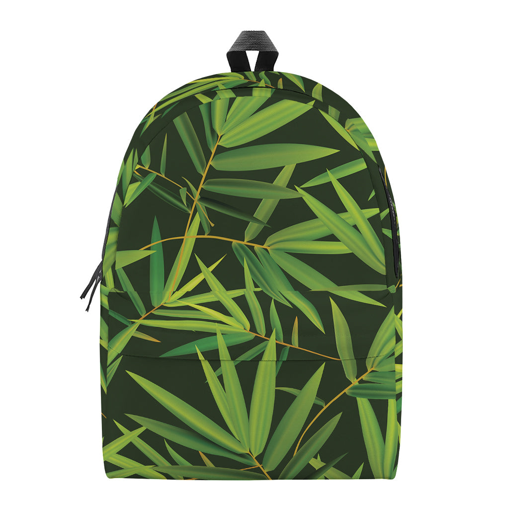 Green Bamboo Leaf Pattern Print Backpack