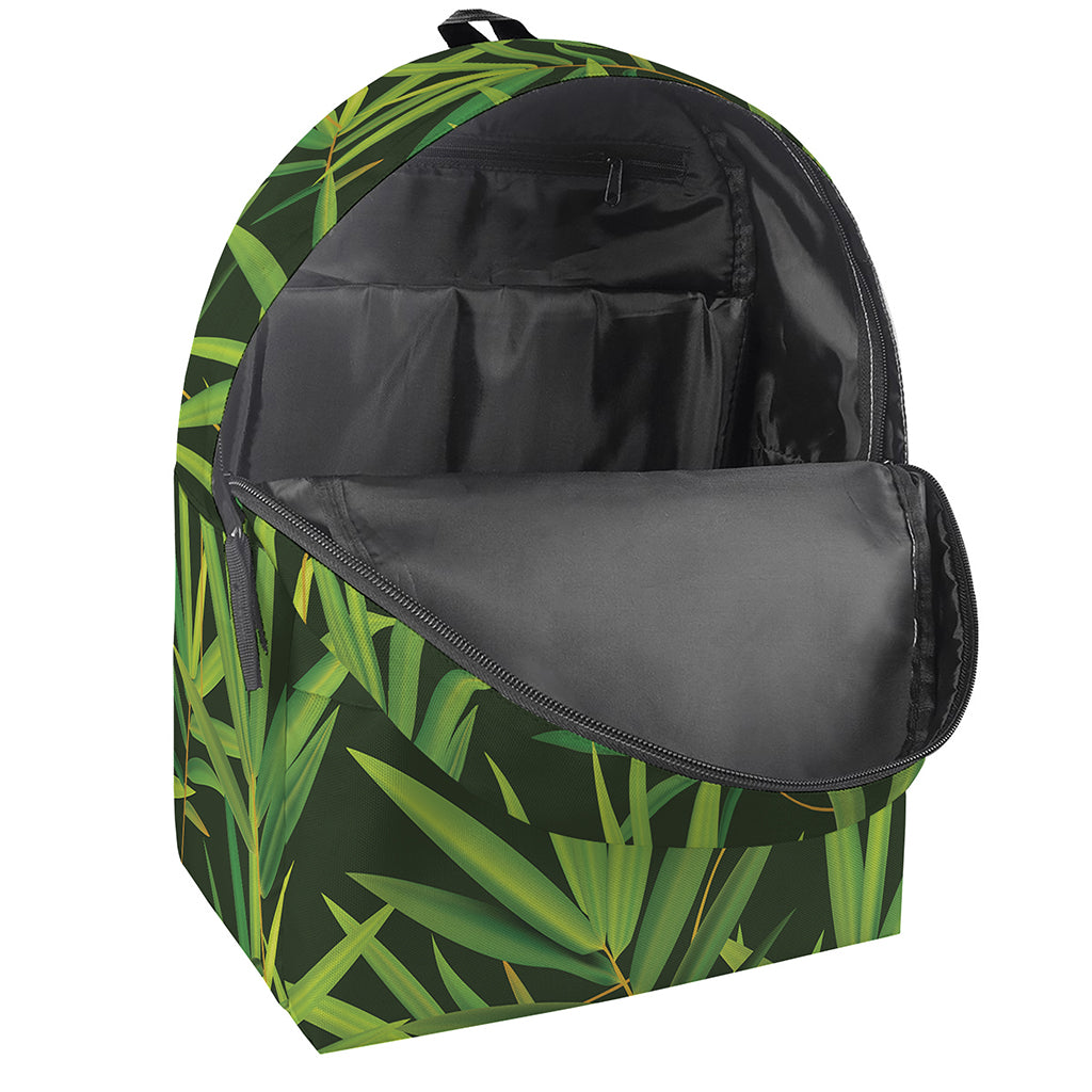 Green Bamboo Leaf Pattern Print Backpack