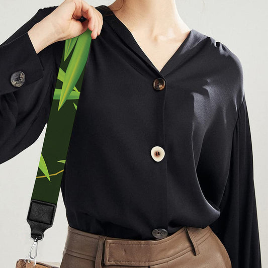 Green Bamboo Leaf Pattern Print Bag Strap