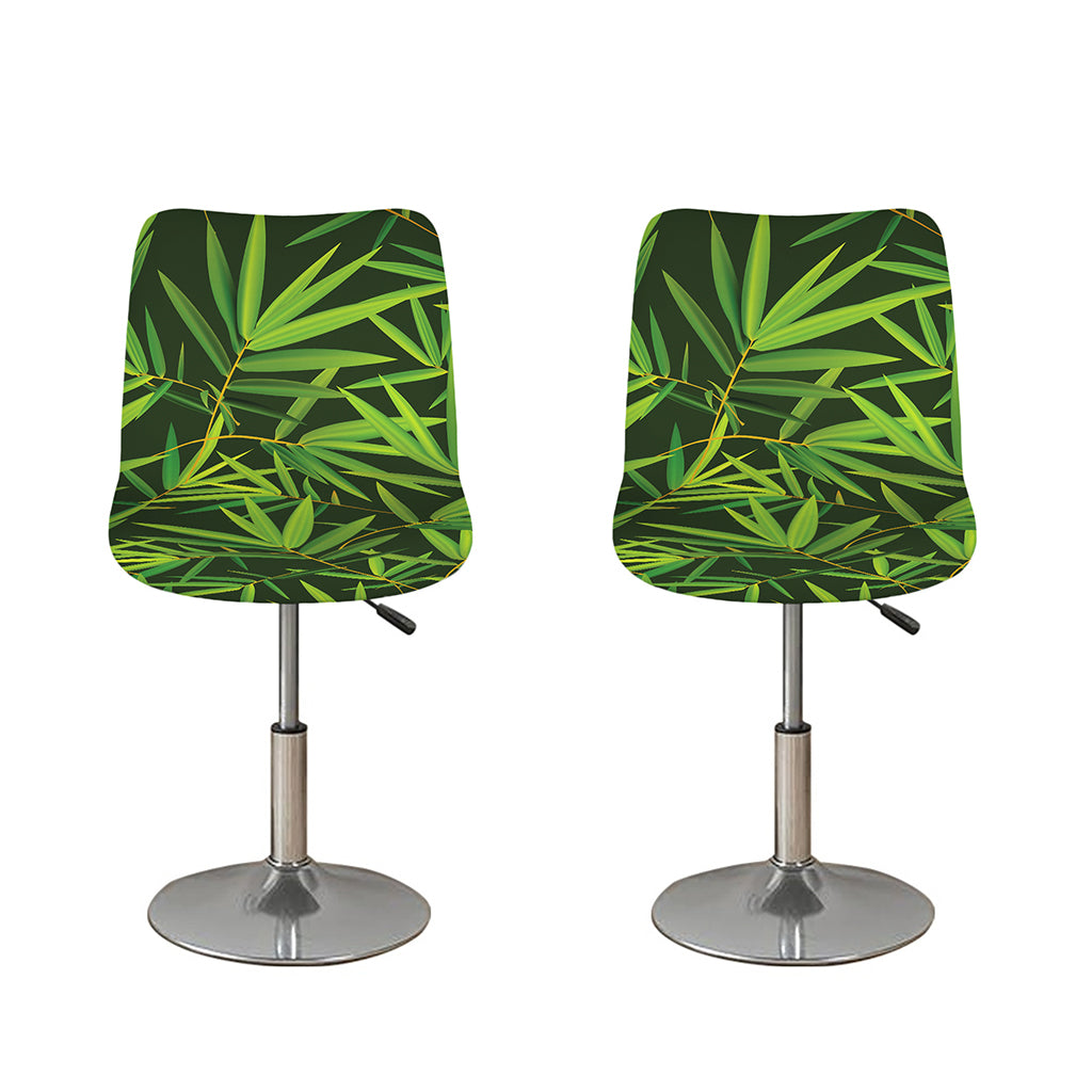 Green Bamboo Leaf Pattern Print Bar Stool Covers