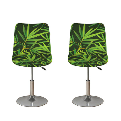 Green Bamboo Leaf Pattern Print Bar Stool Covers