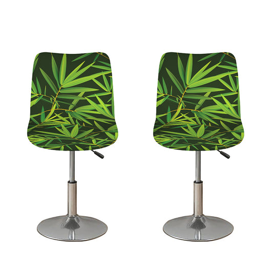 Green Bamboo Leaf Pattern Print Bar Stool Covers