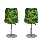 Green Bamboo Leaf Pattern Print Bar Stool Covers