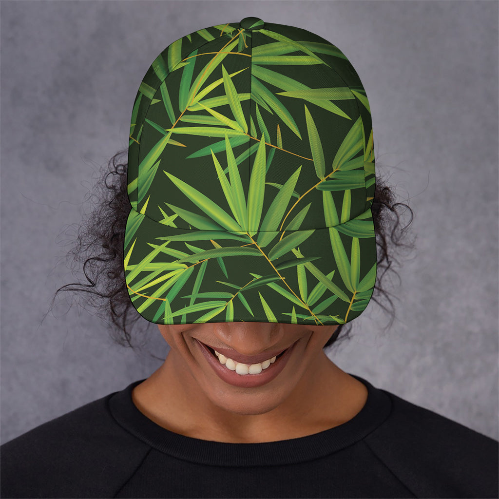 Green Bamboo Leaf Pattern Print Baseball Cap