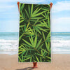 Green Bamboo Leaf Pattern Print Beach Towel