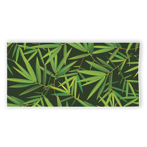 Green Bamboo Leaf Pattern Print Beach Towel