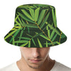 Green Bamboo Leaf Pattern Print Bucket Hat