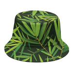 Green Bamboo Leaf Pattern Print Bucket Hat