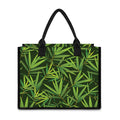 Green Bamboo Leaf Pattern Print Canvas Tote Bag