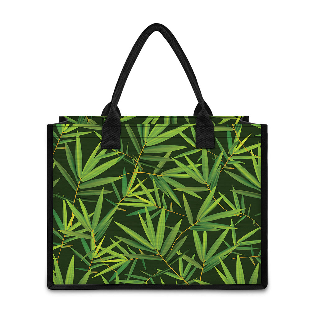 Green Bamboo Leaf Pattern Print Canvas Tote Bag