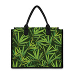 Green Bamboo Leaf Pattern Print Canvas Tote Bag
