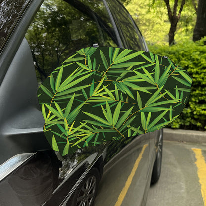 Green Bamboo Leaf Pattern Print Car Side Mirror Covers