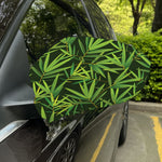 Green Bamboo Leaf Pattern Print Car Side Mirror Covers